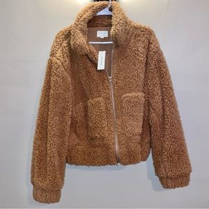 NWT Francesca’s Sherpa Zip-Up Hoodie, Size MEDIUM